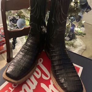 Tony Lama Black Caiman Tail Leighton Boot - womens